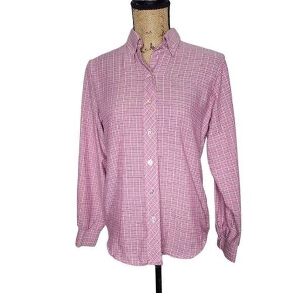 Vintage 70s Pink Plaid Button Down Shirt - Picture 1 of 12